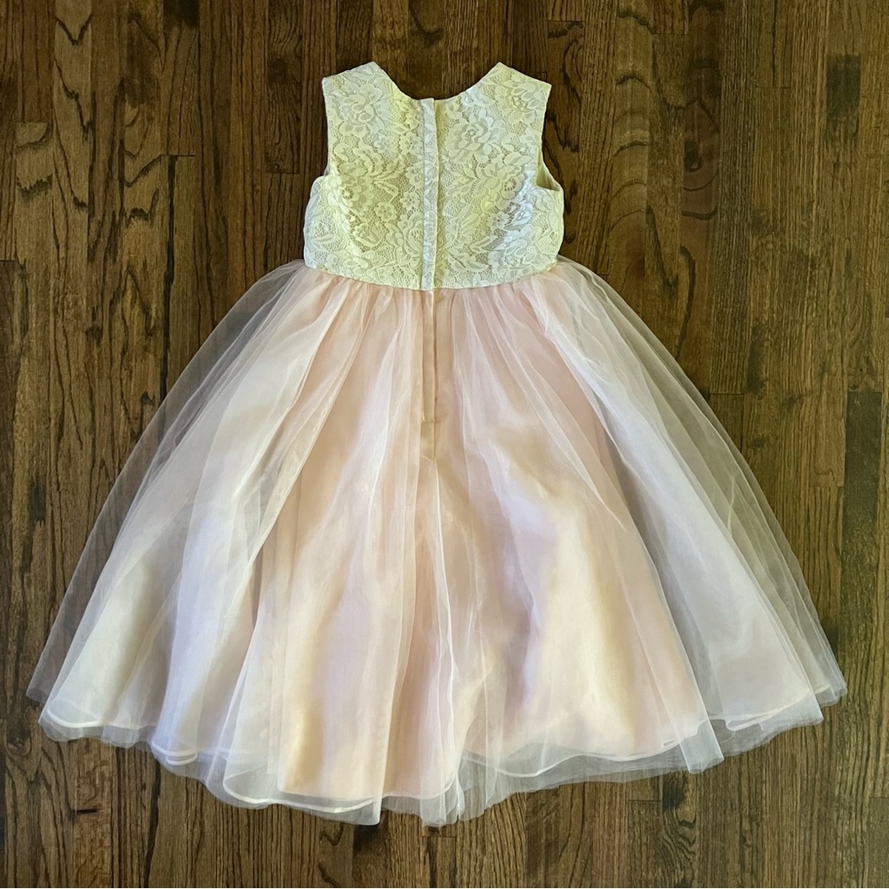 JJ's House Flower Girl Dress in Pink Tulle and Ivory Lace - Size 5 - NWT - Picture 7 of 13